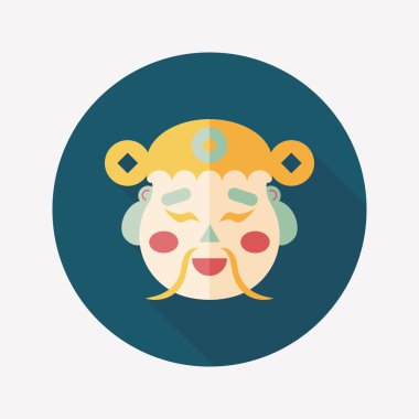 Çin yeni yılı düz simgesi ile uzun gölge, eps10, zenginlik tanrısı