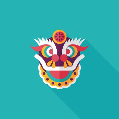 Çin yeni yılı düz simgesi ile uzun gölge, eps10, dragon ve