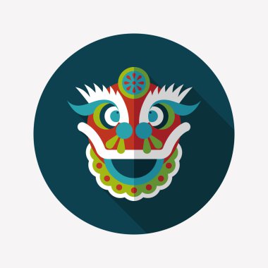 Çin yeni yılı düz simgesi ile uzun gölge, eps10, dragon ve