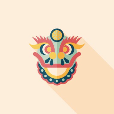 Çin yeni yılı düz simgesi ile uzun gölge, eps10, dragon ve