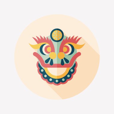 Çin yeni yılı düz simgesi ile uzun gölge, eps10, dragon ve