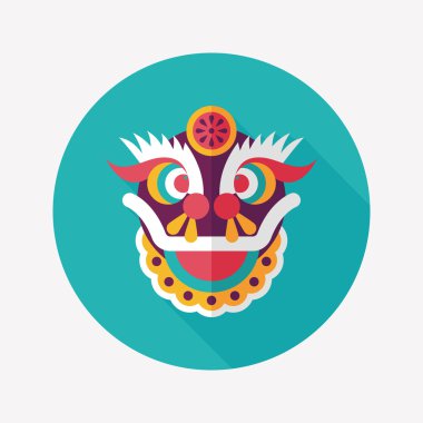 Çin yeni yılı düz simgesi ile uzun gölge, eps10, dragon ve