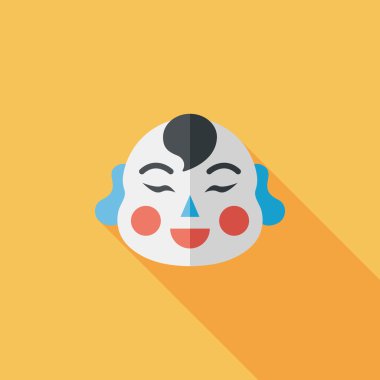 Çin yeni yılı uzun gölge, eps10, Maitreya bez bebek ile düz simgesi