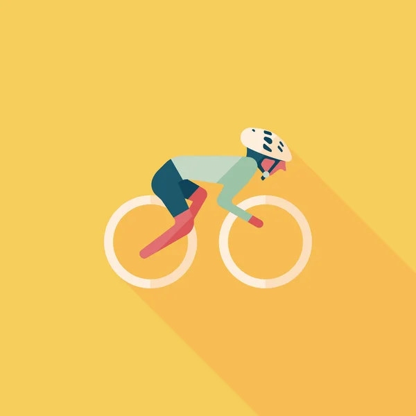 Cycling flat icon with long shadow, eps10 — стоковый вектор