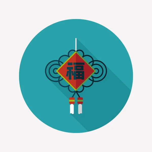Kinesiska nyåret flat ikonen med långa skugga, eps10, lyckliga kinesiska — Stock vektor