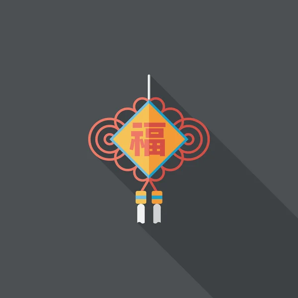 Chinese New Year flat icon with long shadow, eps10, lucky Chinese — стоковый вектор