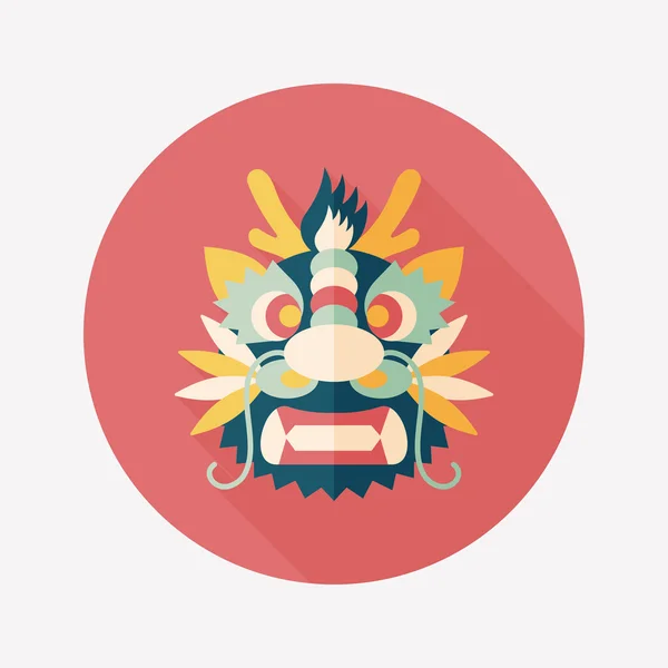 Ano Novo Chinês ícone plano com sombra longa, eps10, O dragão e — Vetor de Stock