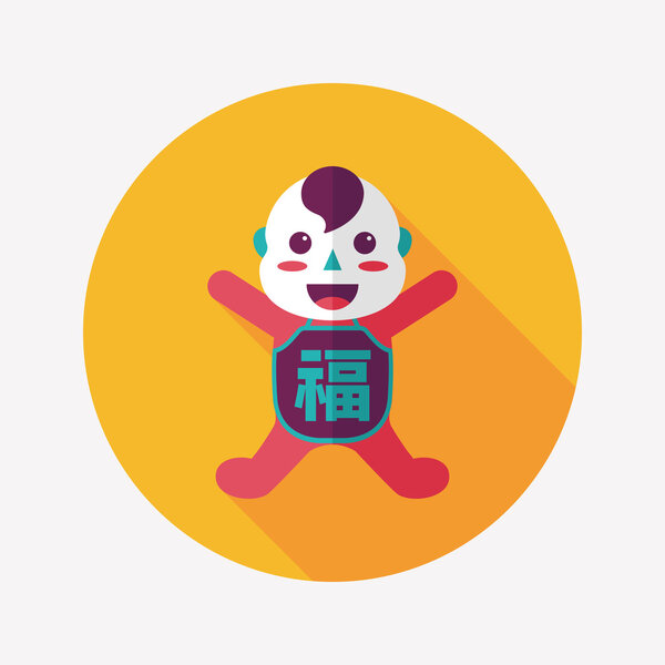 Chinese New Year flat icon with long shadow,eps10, Maitreya doll