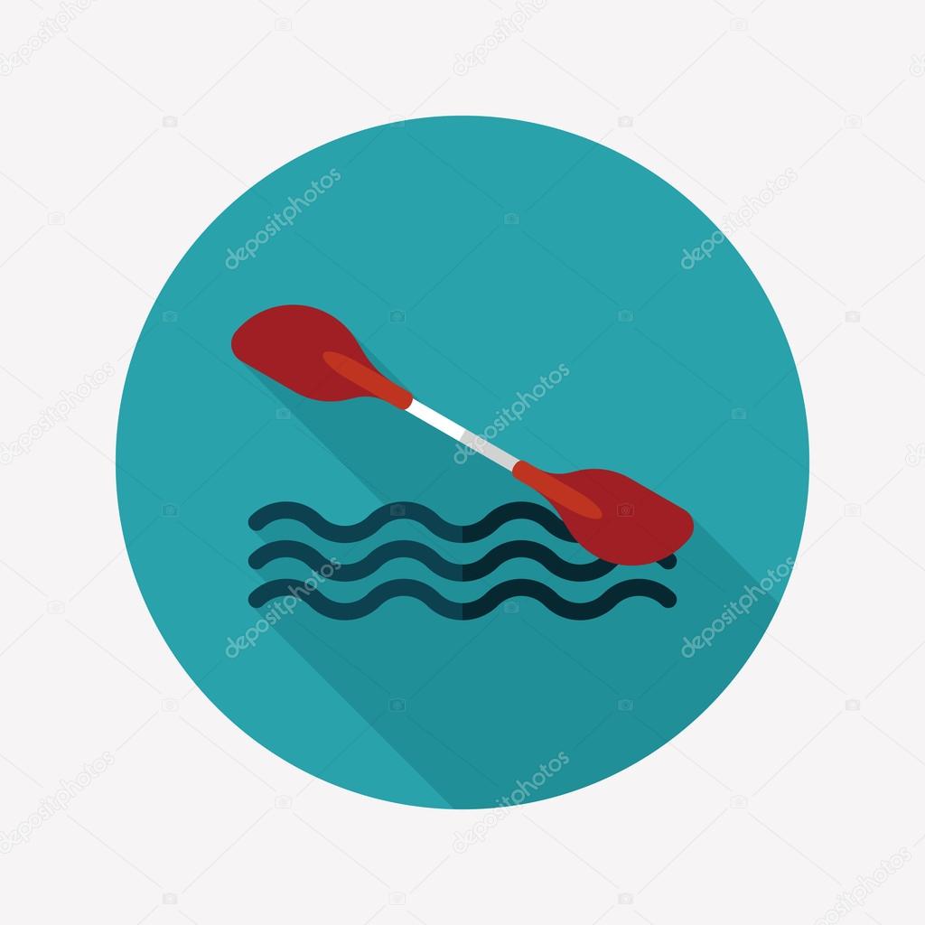 Boating paddle flat icon with long shadow, eps10
