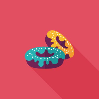 Donut düz simgesi ile uzun gölge, eps10