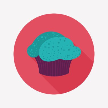 cupcake düz simgesi ile uzun gölge, eps10