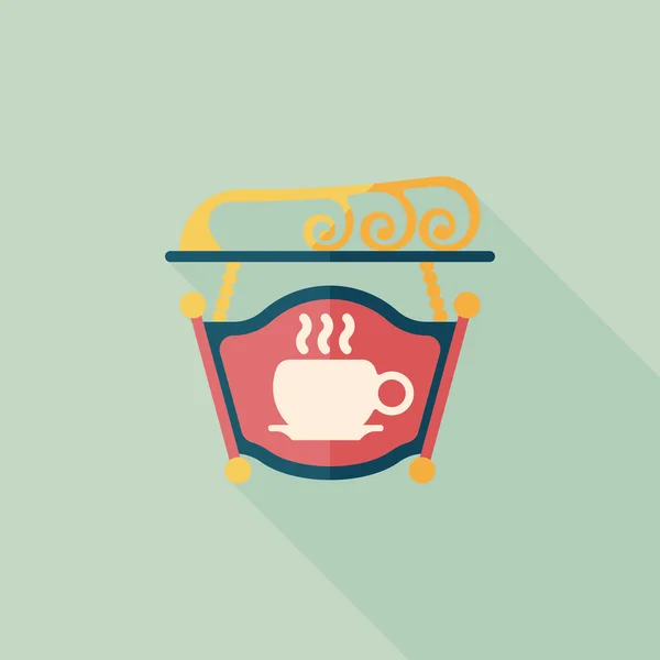 Coffee shop tecknar flat ikonen med långa skugga, eps10 — Stock vektor
