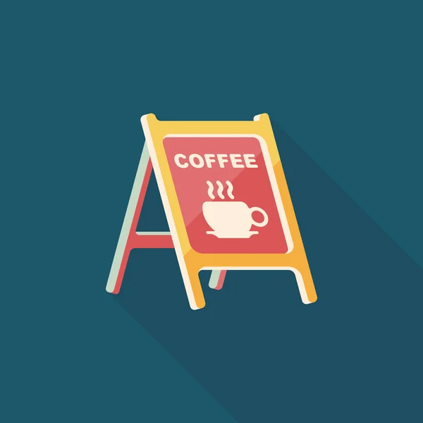 Coffee shop bestuur ondertekent platte pictogram met lange schaduw, eps10 — Stockvector