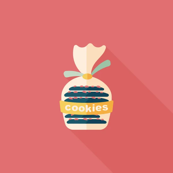 Cookies flat icon with long shadow, eps10 — стоковый вектор