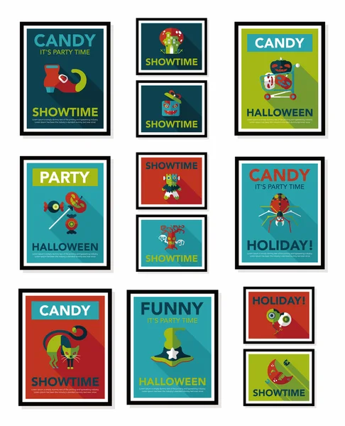 Halloween poster banner design flachen hintergrund set, eps10 — Stockvektor