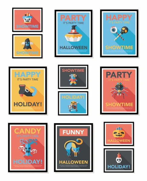 Cartel de Halloween diseño de banner fondo plano conjunto, eps10 — Archivo Imágenes Vectoriales
