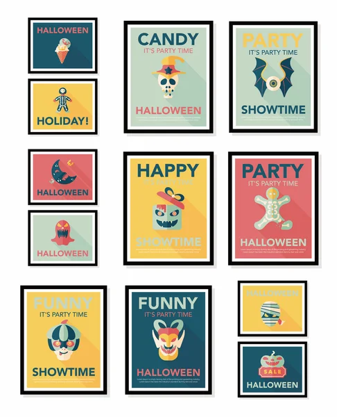 Ensemble de fond plat de conception de bannière d'affiche d'Halloween, eps10 — Image vectorielle