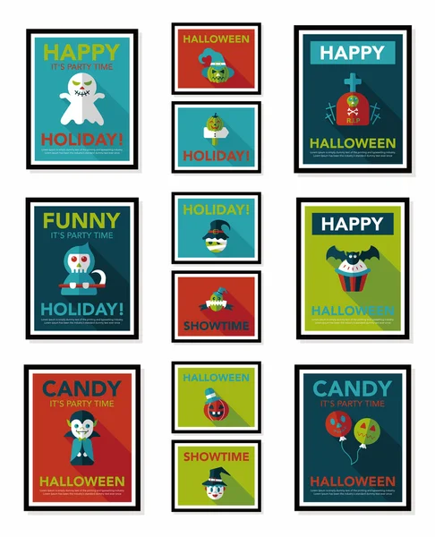 Cartel de Halloween diseño de banner fondo plano conjunto, eps10 — Archivo Imágenes Vectoriales
