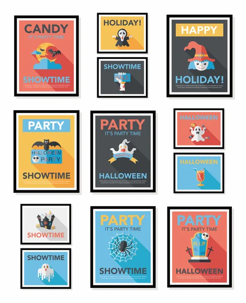 Halloween poster banner ontwerp platte achtergrond instellen, eps10 — Stockvector