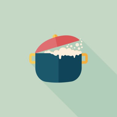 Uzun Gölge, eps10 ile mutfak eşyaları pot düz simgesi