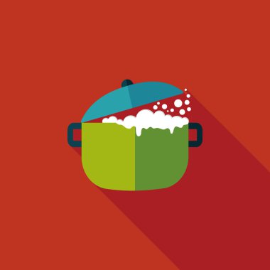 Uzun Gölge, eps10 ile mutfak eşyaları pot düz simgesi