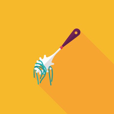 Uzun Gölge, eps10 ile mutfak eşyaları spagetti kaşığı düz simgesi