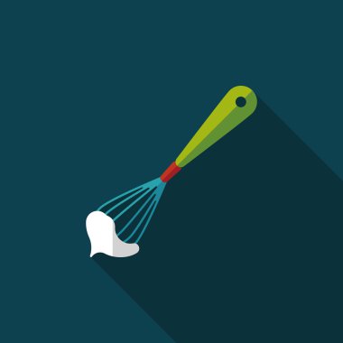 Uzun Gölge, eps10 ile mutfak eşyaları çırpıcı düz simgesi