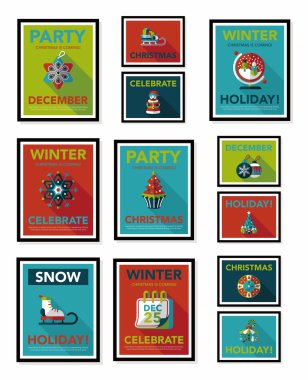 Noel poster afiş tasarım düz arka plan ayarlamak, eps10