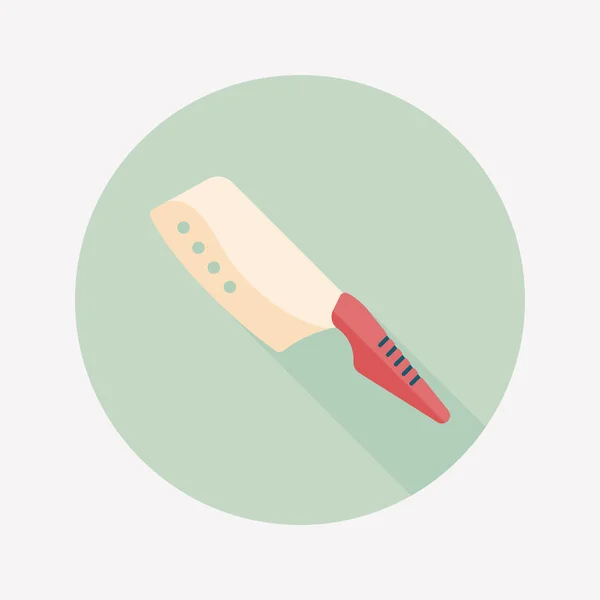 Naczynia kuchenne nóż płaski ikona z długim cieniem, eps10 — Wektor stockowy