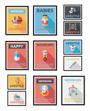 Bebek poster düz afiş tasarım düz arka plan ayarlamak, eps10