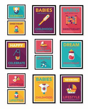 Bebek poster düz afiş tasarım düz arka plan ayarlamak, eps10