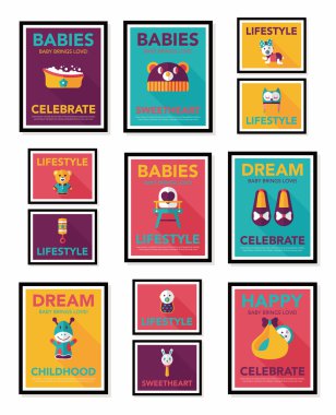 Bebek poster düz afiş tasarım düz arka plan ayarlamak, eps10