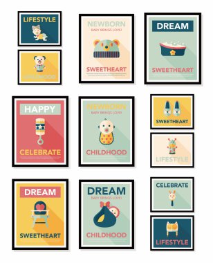 Bebek poster düz afiş tasarım düz arka plan ayarlamak, eps10