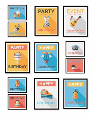 Doğum poster düz afiş tasarım düz arka plan ayarlamak, eps10