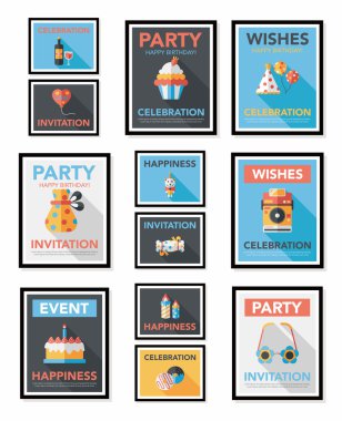 Doğum poster düz afiş tasarım düz arka plan ayarlamak, eps10