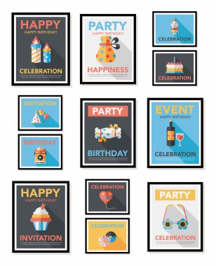 Doğum poster düz afiş tasarım düz arka plan ayarlamak, eps10