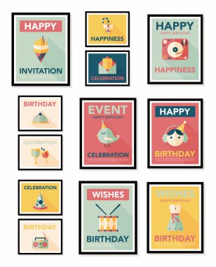 Doğum poster düz afiş tasarım düz arka plan ayarlamak, eps10