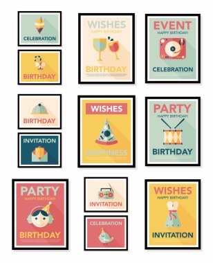 Doğum poster düz afiş tasarım düz arka plan ayarlamak, eps10