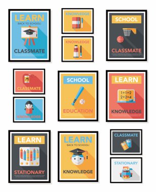 Okul poster düz afiş tasarım düz arka plan ayarlamak, eps10