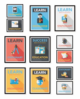 Okul poster düz afiş tasarım düz arka plan ayarlamak, eps10