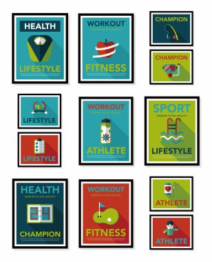 Spor poster düz afiş tasarım düz arka plan ayarlamak, eps10