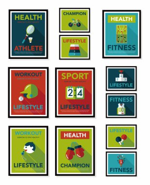 Spor poster düz afiş tasarım düz arka plan ayarlamak, eps10