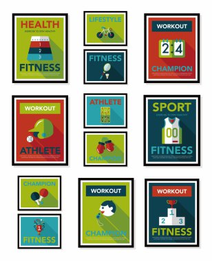 Spor poster düz afiş tasarım düz arka plan ayarlamak, eps10