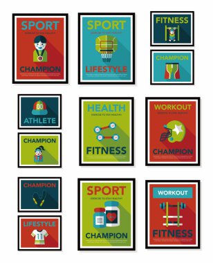 Spor poster düz afiş tasarım düz arka plan ayarlamak, eps10