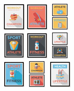 Spor poster düz afiş tasarım düz arka plan ayarlamak, eps10