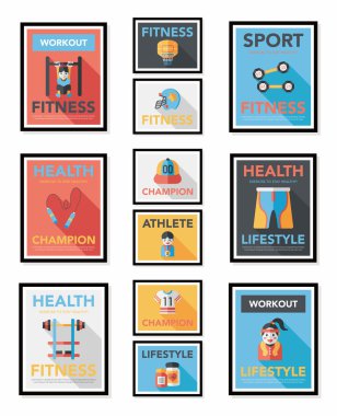 Spor poster düz afiş tasarım düz arka plan ayarlamak, eps10