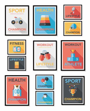 Spor poster düz afiş tasarım düz arka plan ayarlamak, eps10