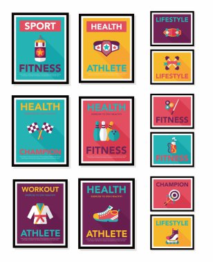 Spor poster düz afiş tasarım düz arka plan ayarlamak, eps10