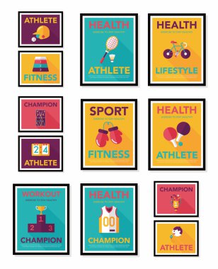 Spor poster düz afiş tasarım düz arka plan ayarlamak, eps10