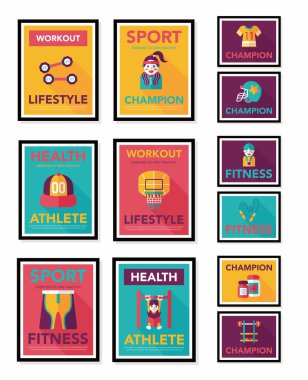 Spor poster düz afiş tasarım düz arka plan ayarlamak, eps10